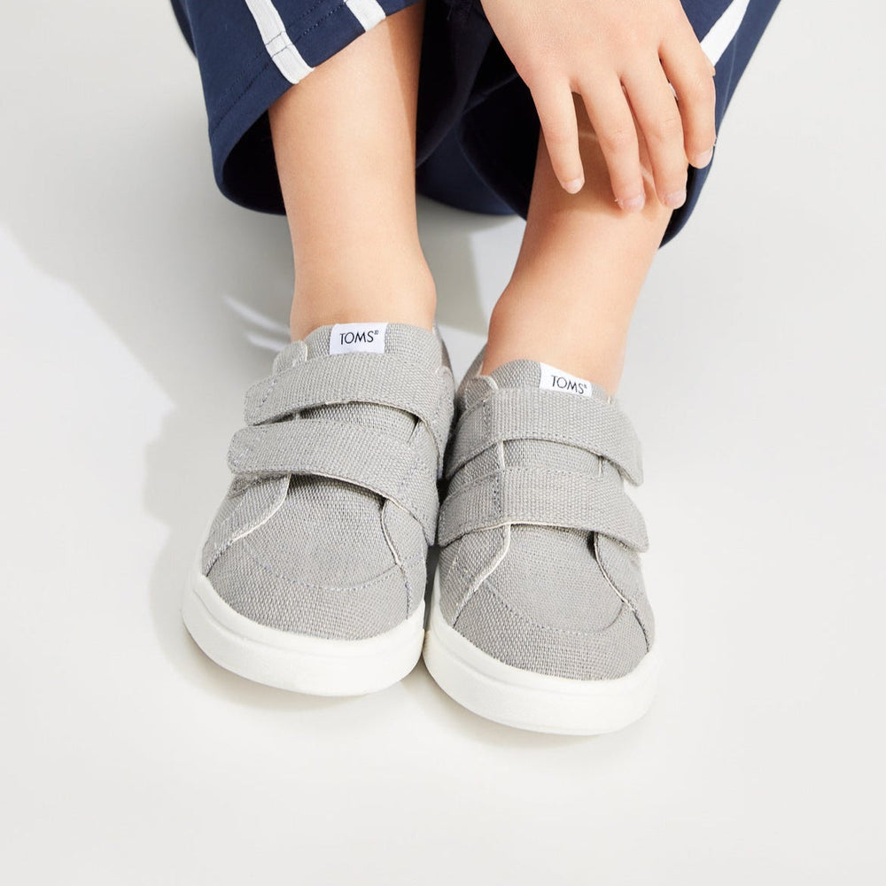 Cruz Double Strap Drizzle Grey Heritage Canvas Toddler Sneaker