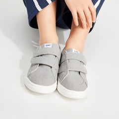 Cruz Double Strap Drizzle Grey Heritage Canvas Toddler Sneaker