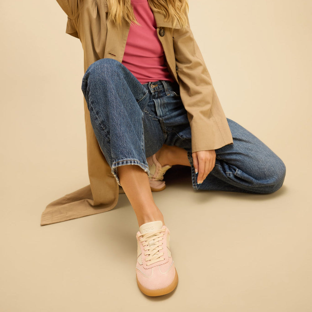 Collins Pale Rose Suede and Leather Lace Up Sneaker