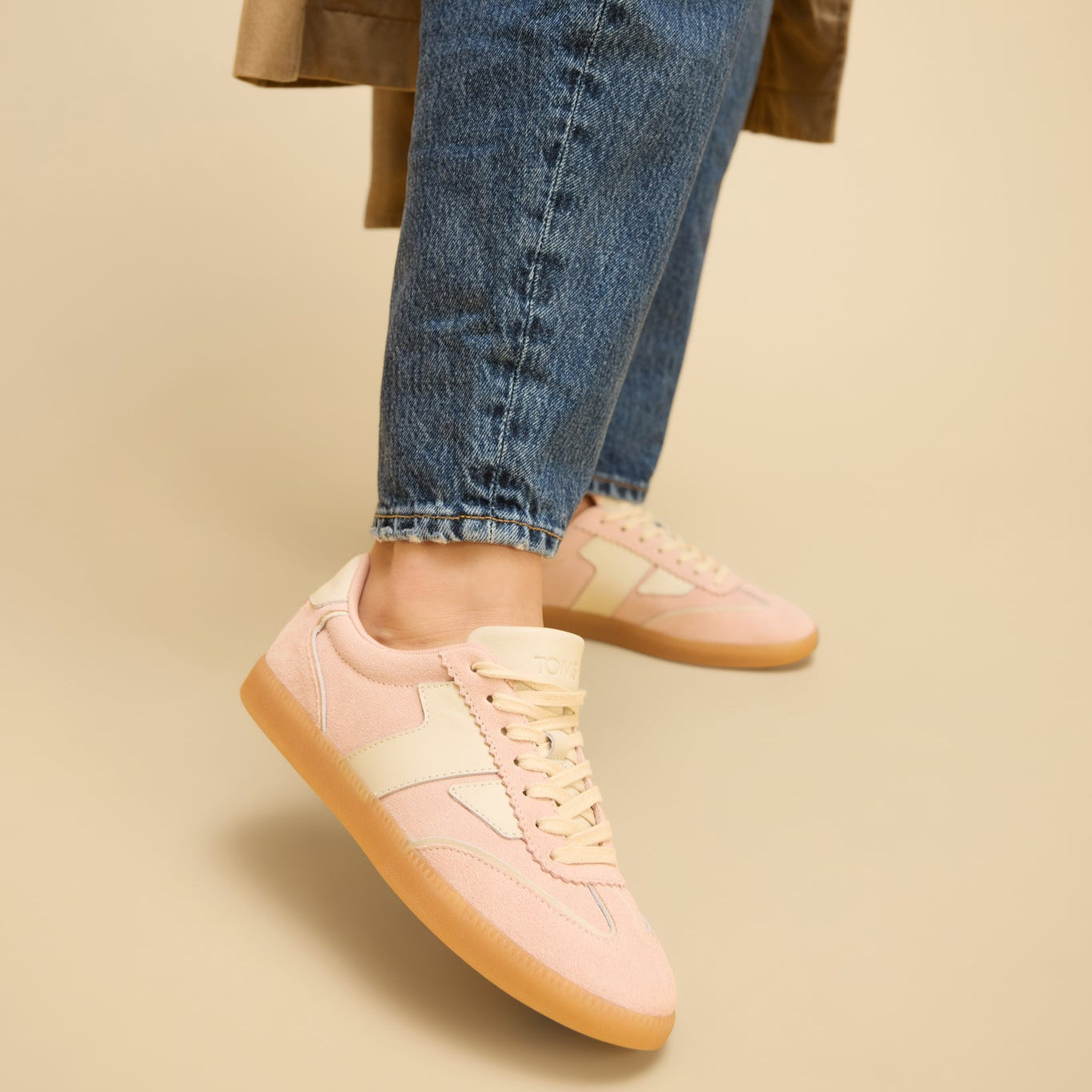 Collins Pale Rose Suede and Leather Lace Up Sneaker