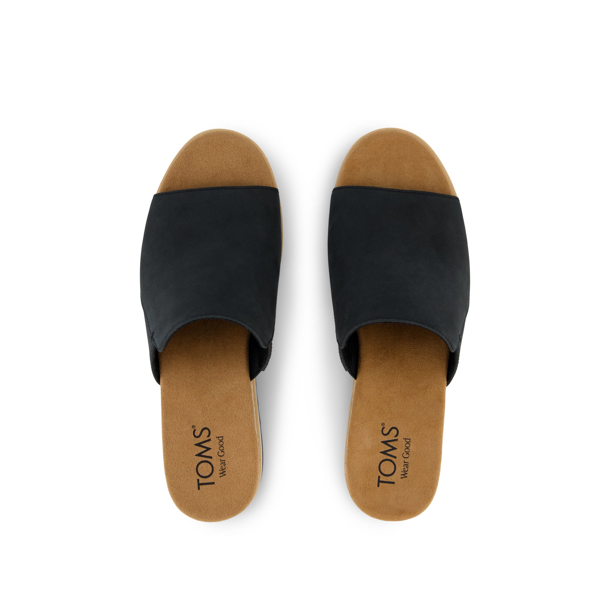 Diana Mule Wedge Sandal Black Leather