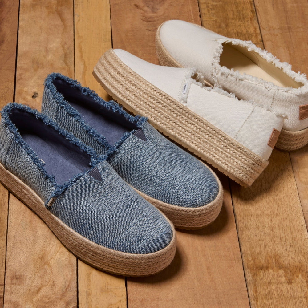 Valencia Platform Espadrille Textured Denim