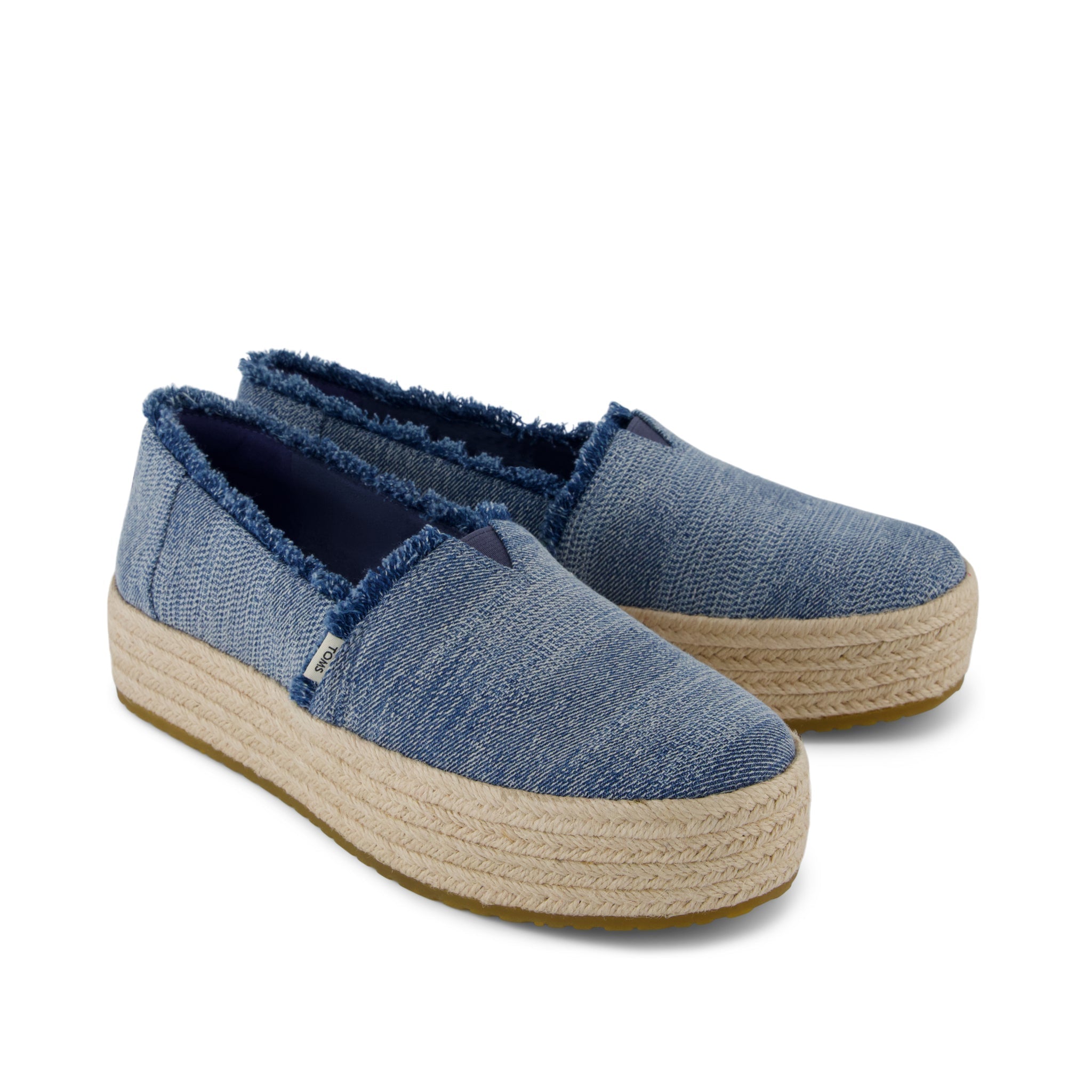 Valencia Platform Espadrille Textured Denim