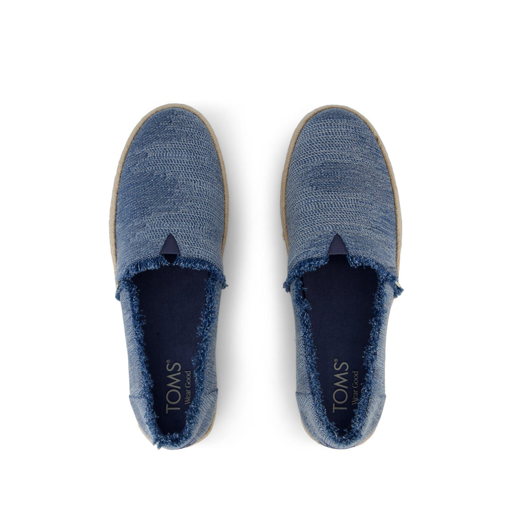 Valencia Platform Espadrille Textured Denim