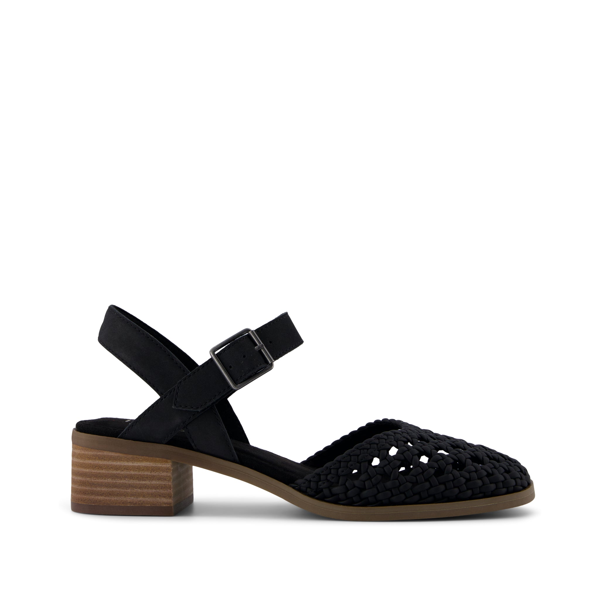 Jaclyn Black Perforated Leather Heel