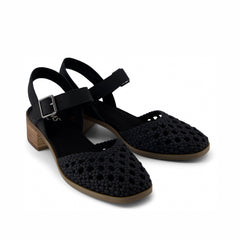 Jaclyn Black Perforated Leather Heel