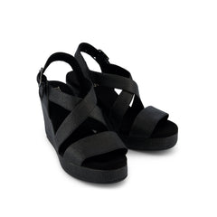 Alondra Wedge Sandal Black Raffia