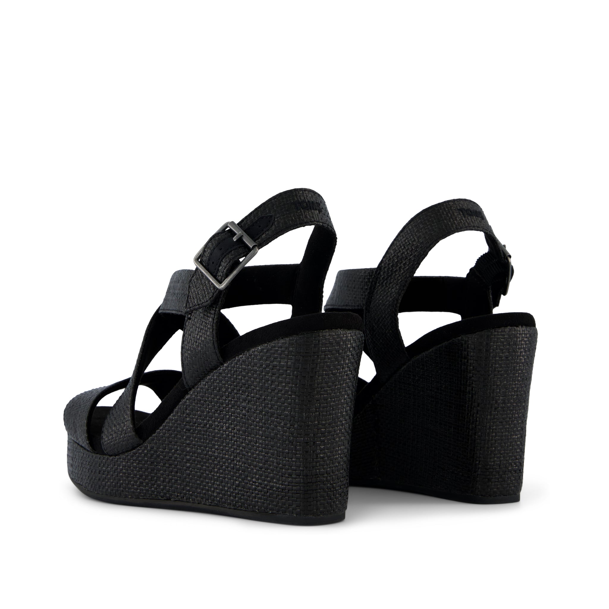 Alondra Wedge Sandal Black Raffia