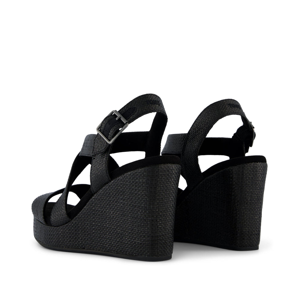 Alondra Wedge Sandal Black Raffia