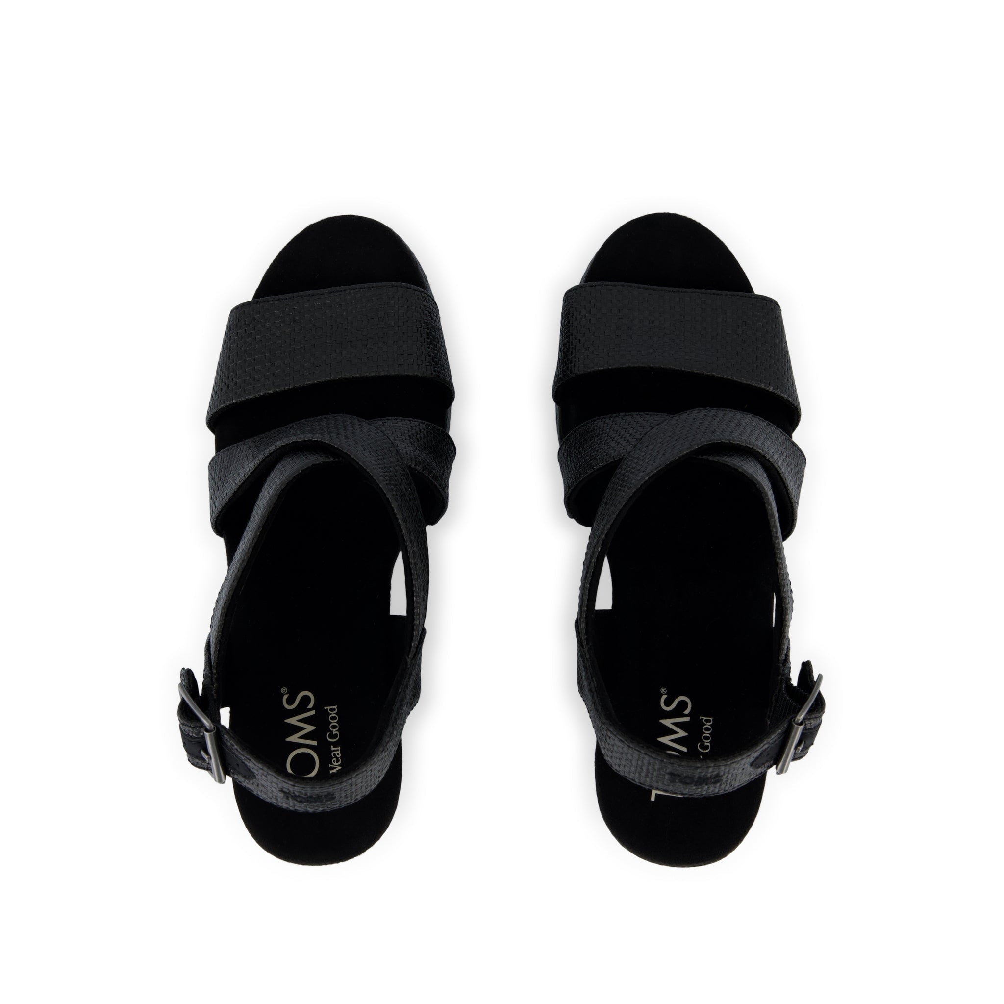 Alondra Wedge Sandal Black Raffia