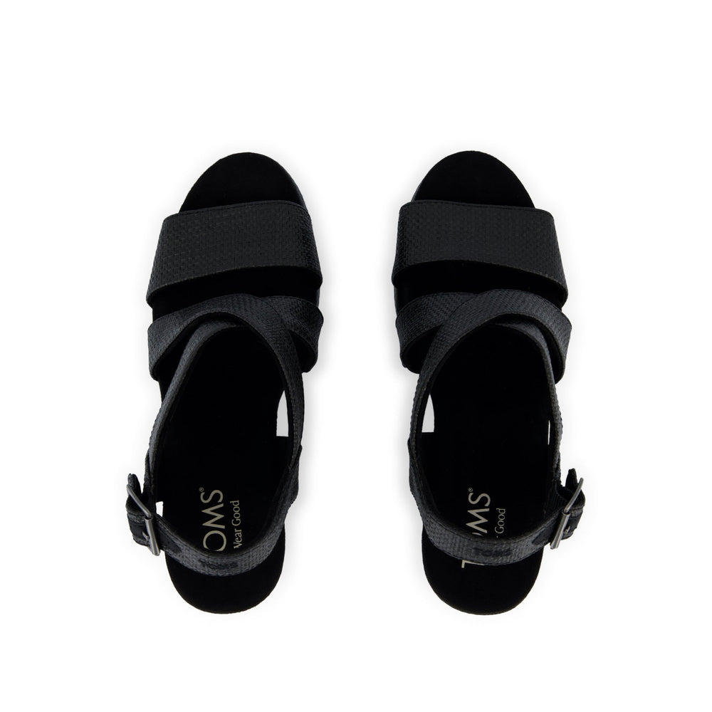 Alondra Wedge Sandal Black Raffia