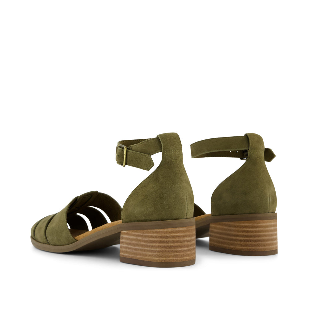 Jaclyn Fisherman Heel Military Olive Kid Suede