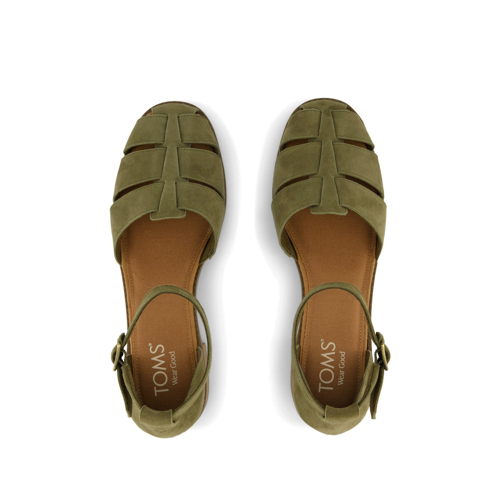 Jaclyn Fisherman Heel Military Olive Kid Suede