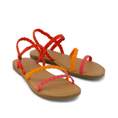 Kira Strappy Sandal Flame Synthetic Braid