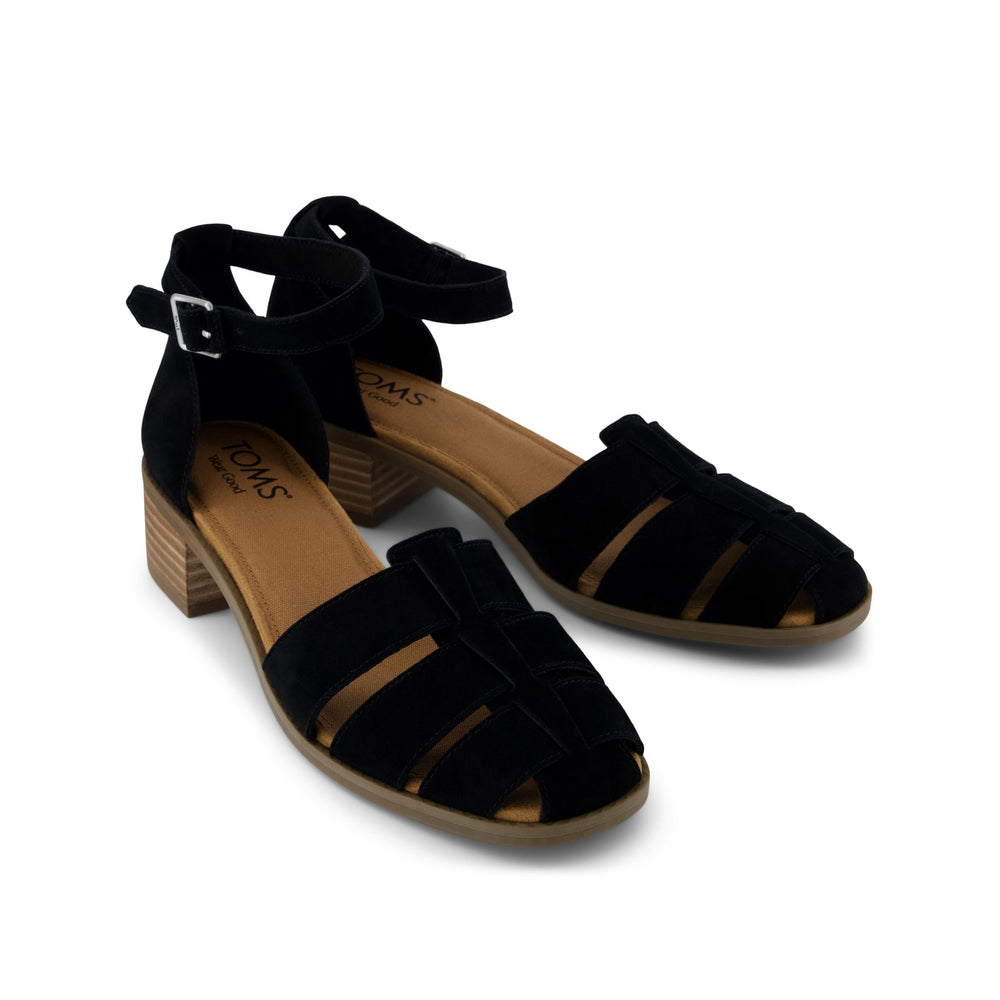 Jaclyn Fisherman Heel Black Kid Suede
