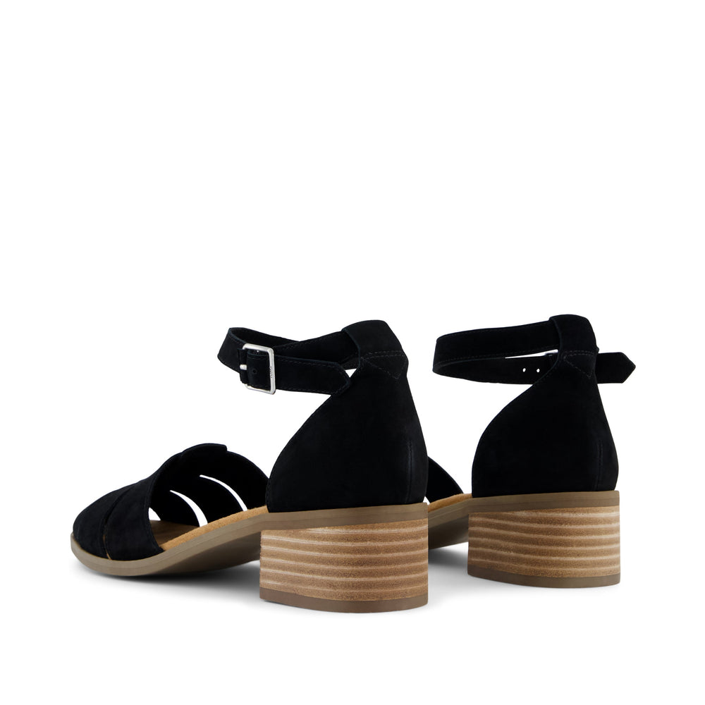 Jaclyn Fisherman Heel Black Kid Suede