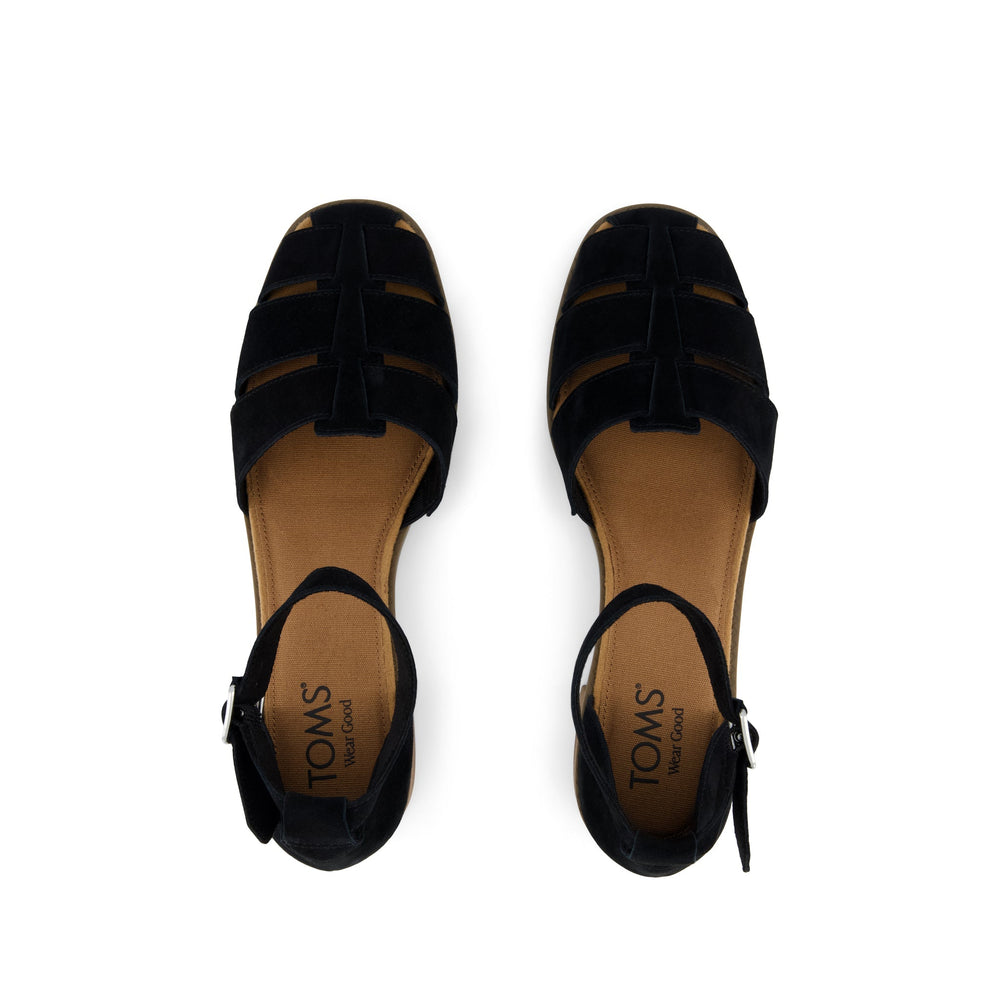 Jaclyn Fisherman Heel Black Kid Suede