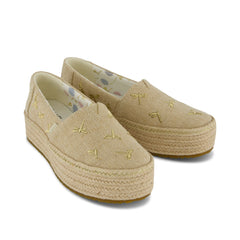 Valencia Platform Espadrille Natural Undyed Metallic Dragonflies