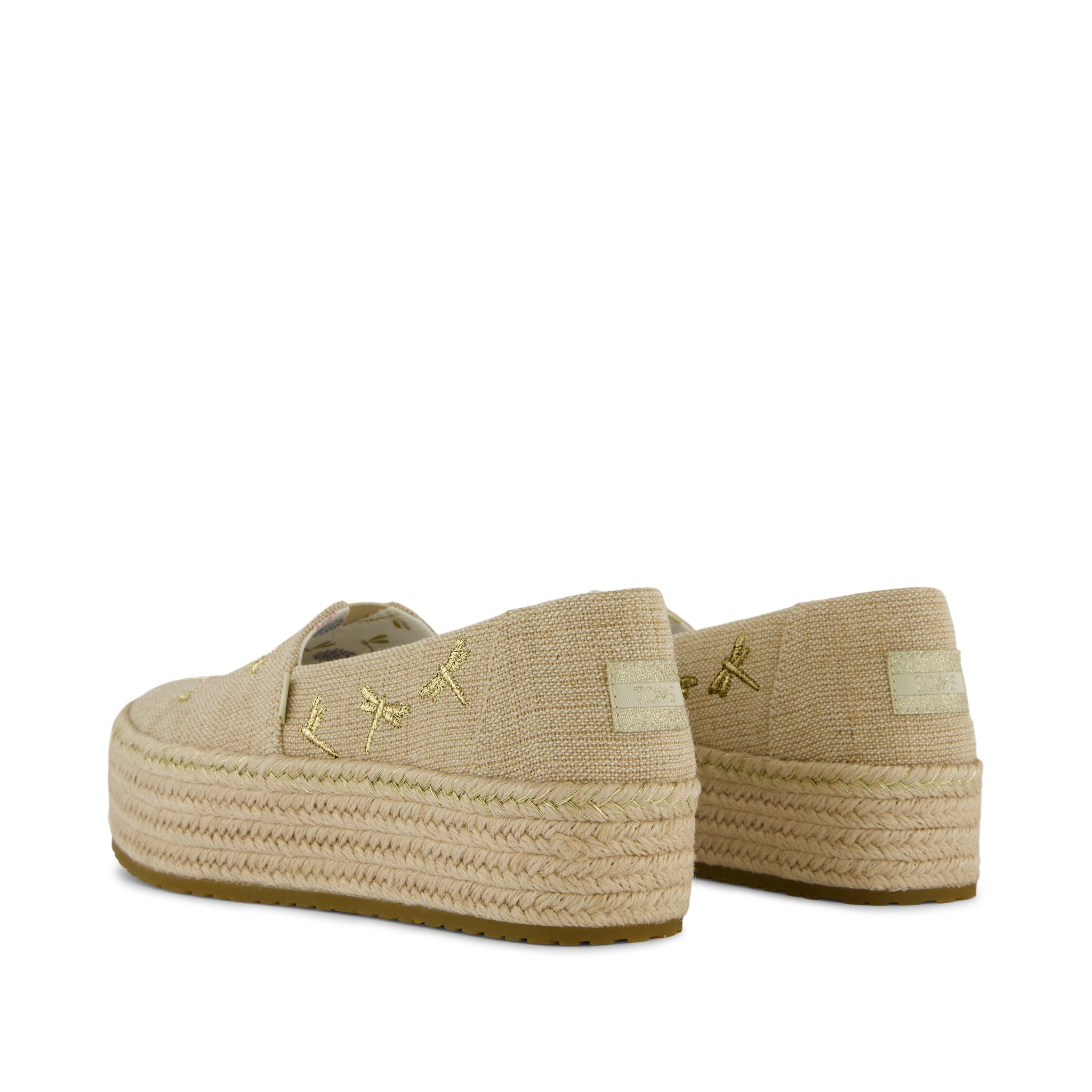 Valencia Platform Espadrille Natural Undyed Metallic Dragonflies