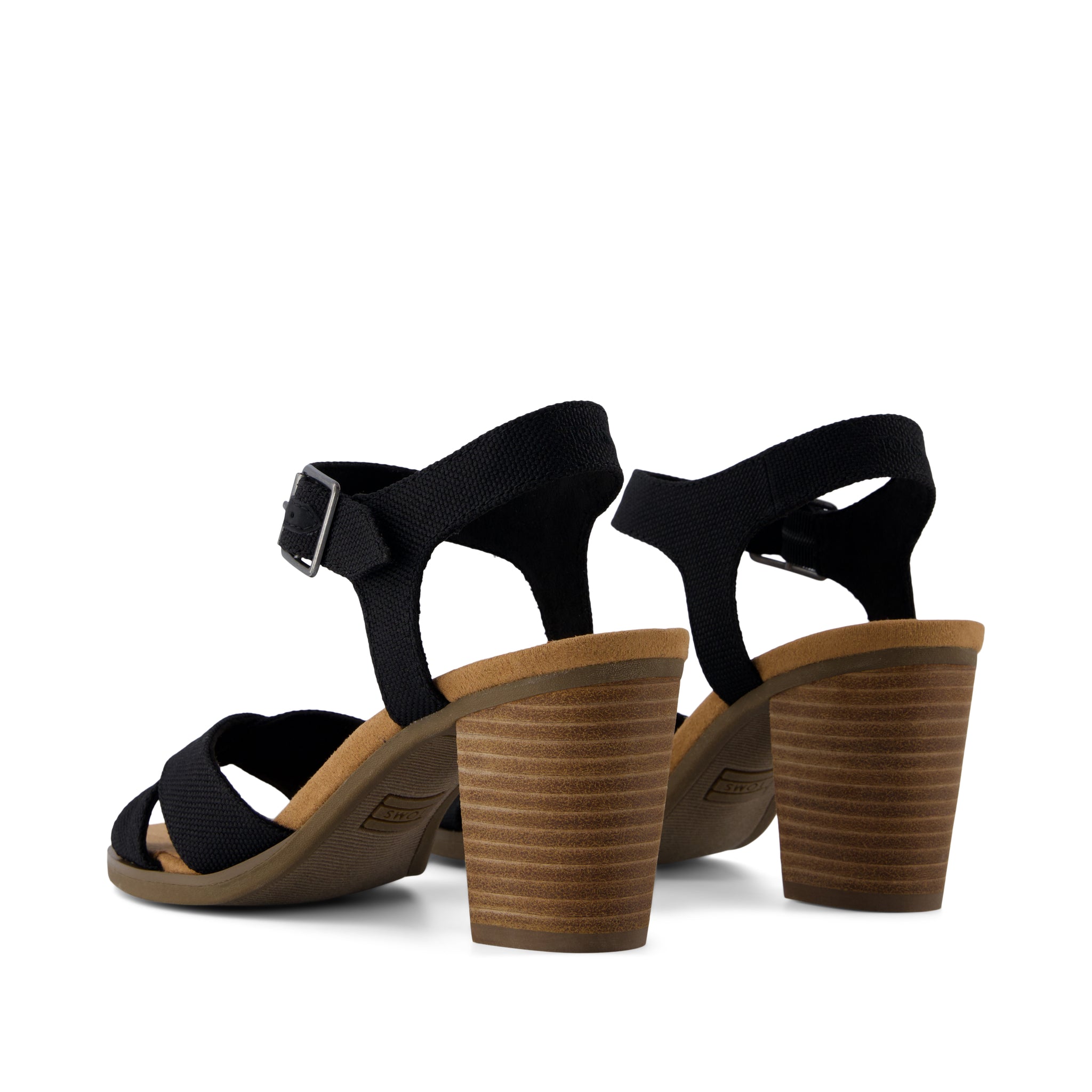 Majorca Ankle Strap Heeled Sandal Black Woven Melange