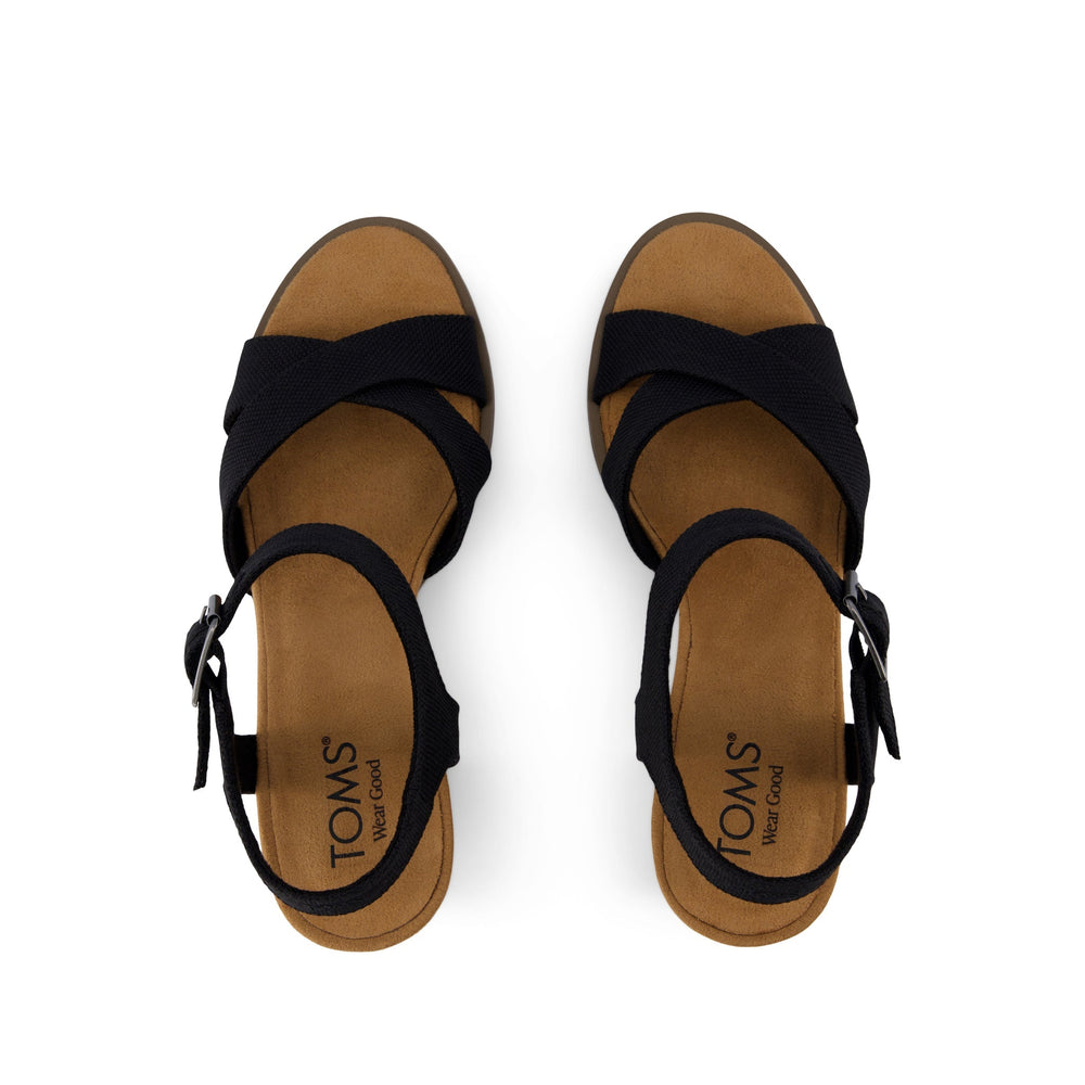 Majorca Ankle Strap Heeled Sandal Black Woven Melange