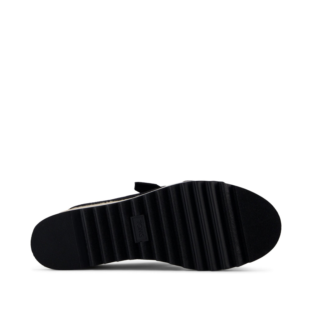 Diana Mule Buckle Wedge Sandal Black Heavy Canvas