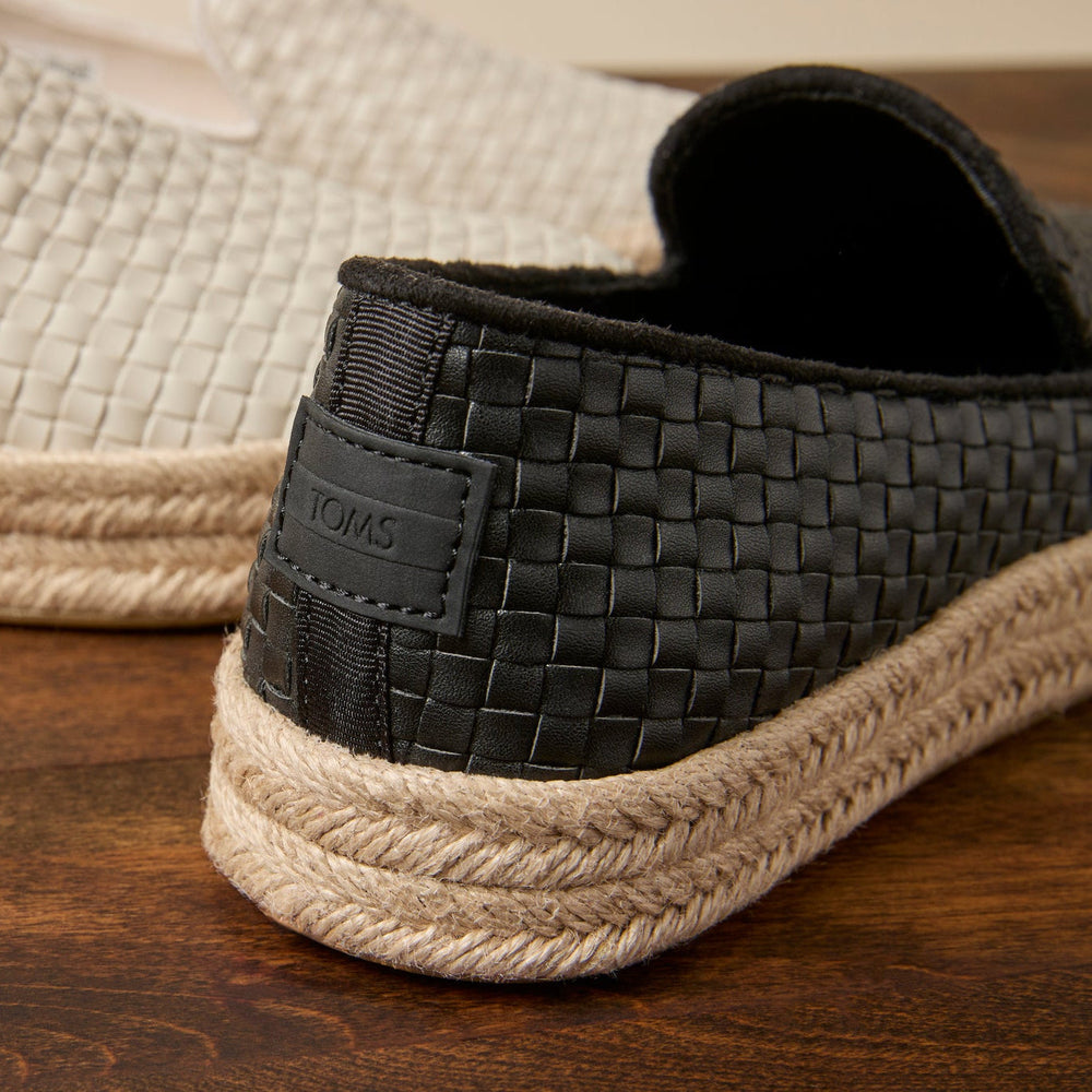 Carolina Espadrille Black Woven Basket PU Leather