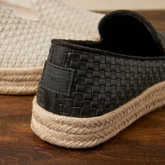 Carolina Espadrille Black Woven Basket PU Leather