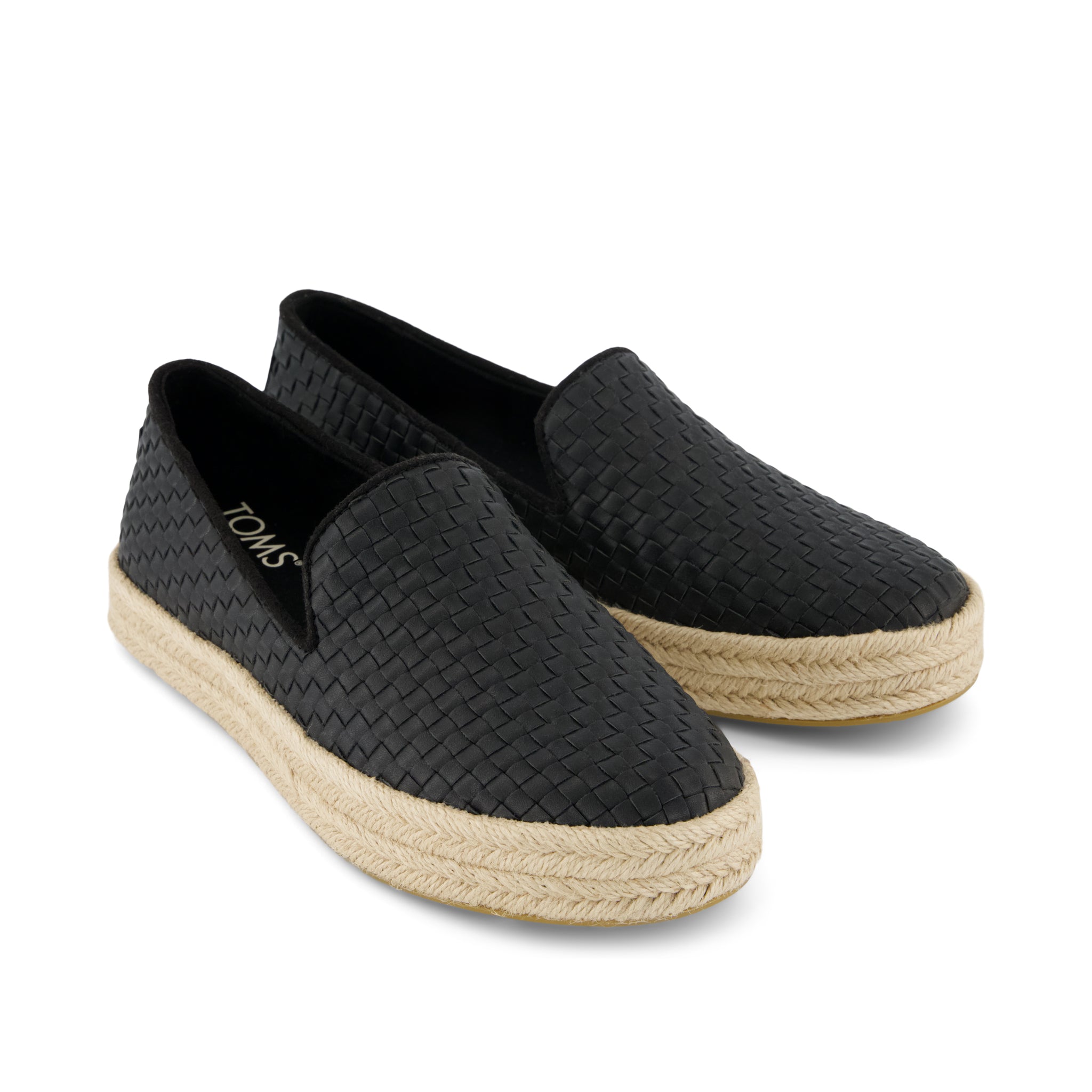 Carolina Espadrille Black Woven Basket PU Leather