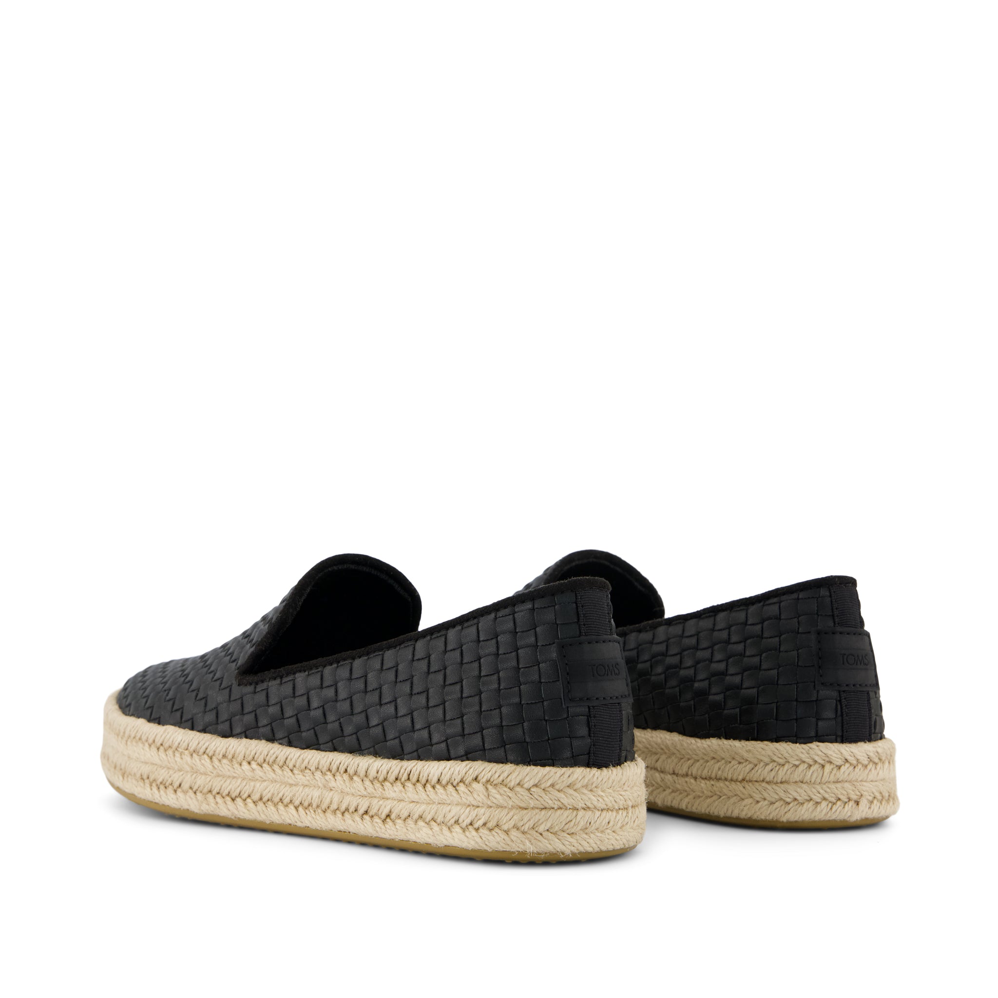 Carolina Espadrille Black Woven Basket PU Leather