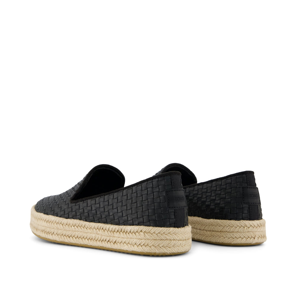 Carolina Espadrille Black Woven Basket PU Leather