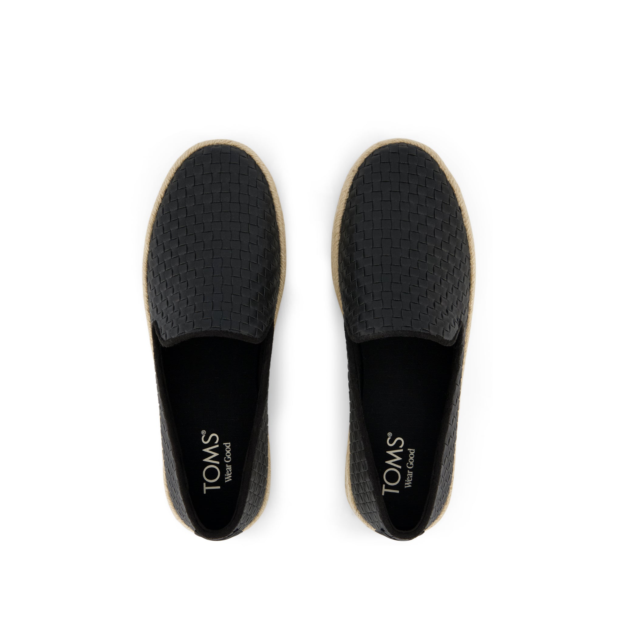 Carolina Espadrille Black Woven Basket PU Leather