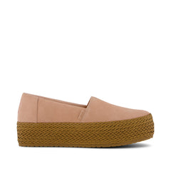 Valencia Platform Espadrille Pink Cafe Creme Suede