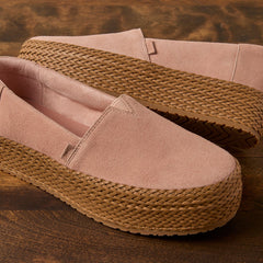 Valencia Platform Espadrille Pink Cafe Creme Suede