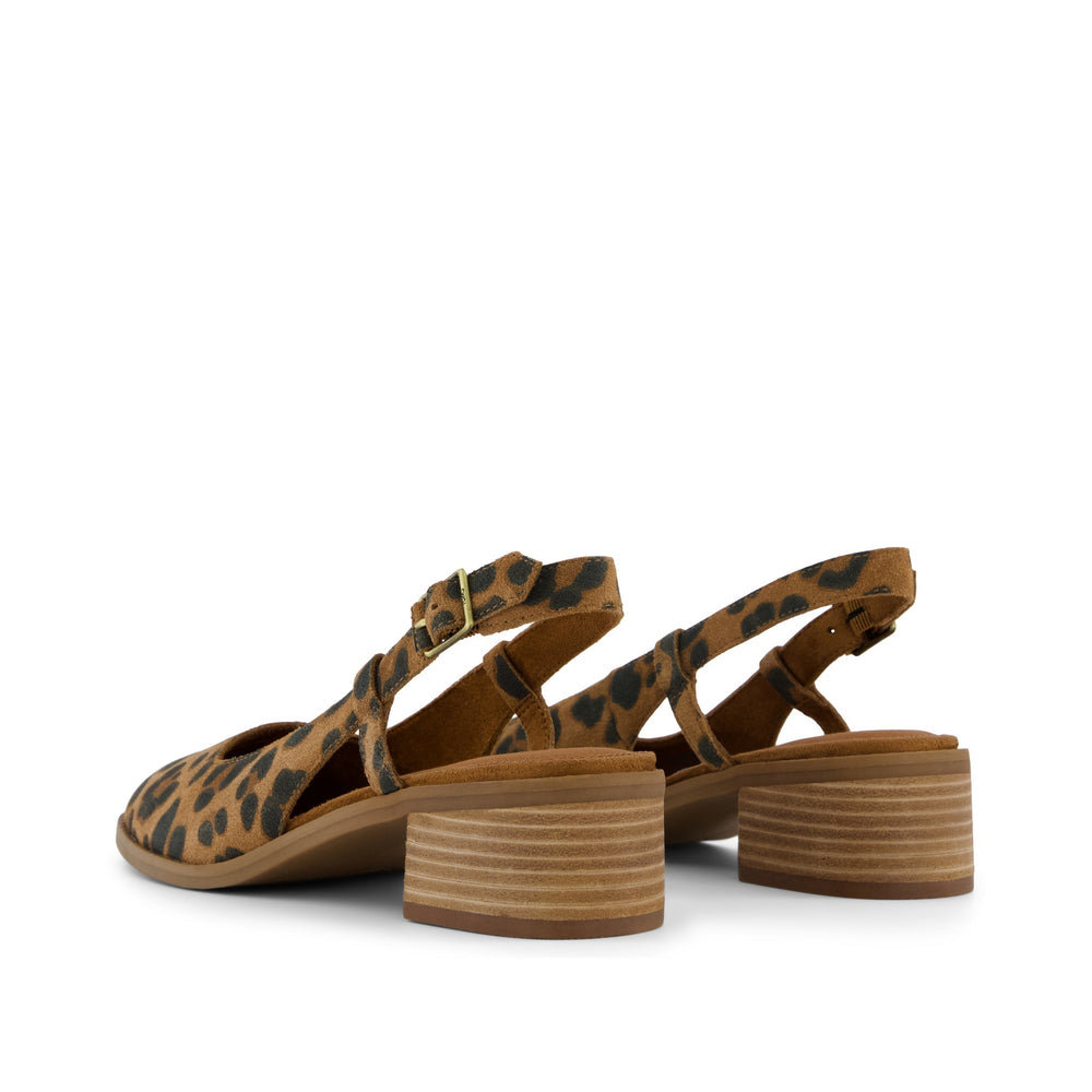 Jaclyn Slingback Heel Brown Sugar Leopard Print Suede