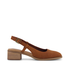 Jaclyn Slingback Heel Amber Brown  Nubuck Leather