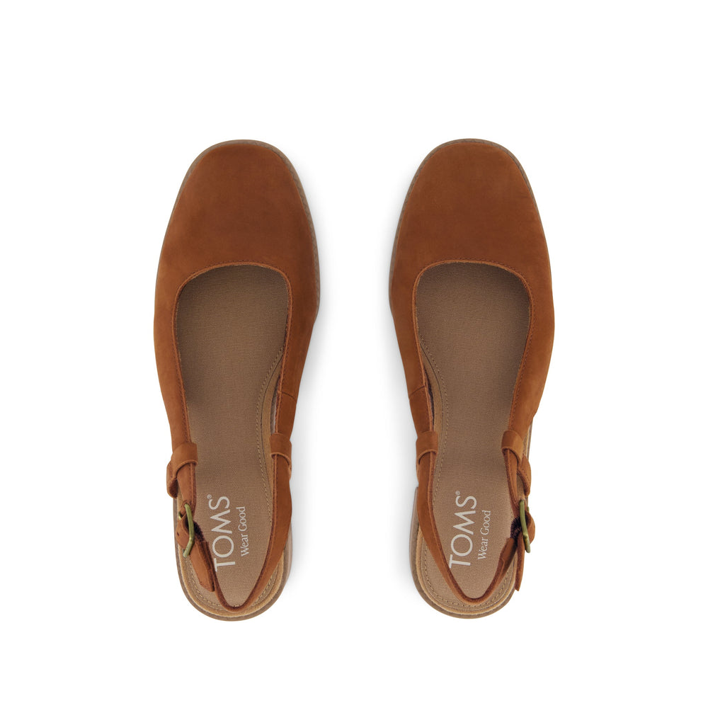 Jaclyn Slingback Heel Amber Brown  Nubuck Leather