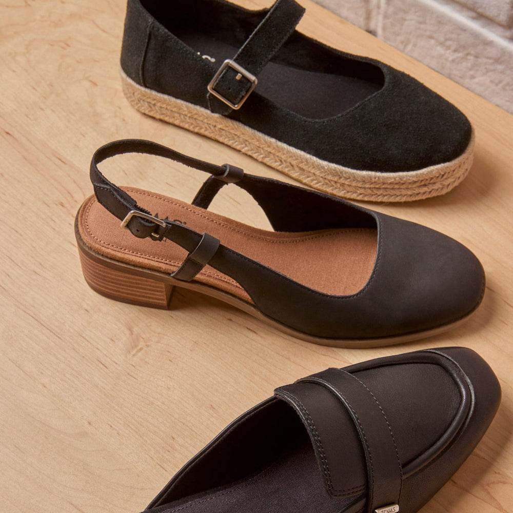 Jaclyn Slingback Heel Black Nubuck Leather