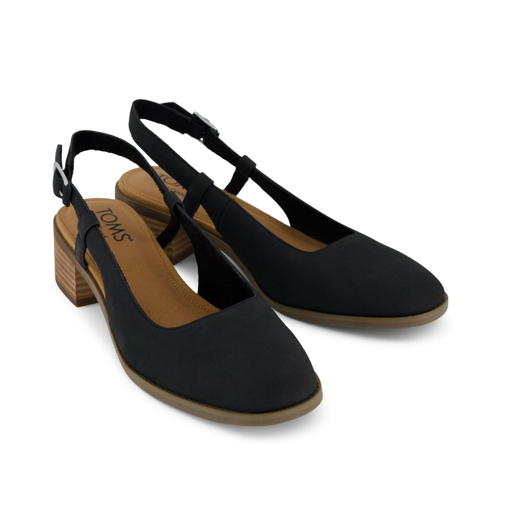 Jaclyn Slingback Heel Black Nubuck Leather