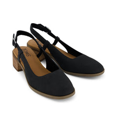 Jaclyn Slingback Heel Black Nubuck Leather