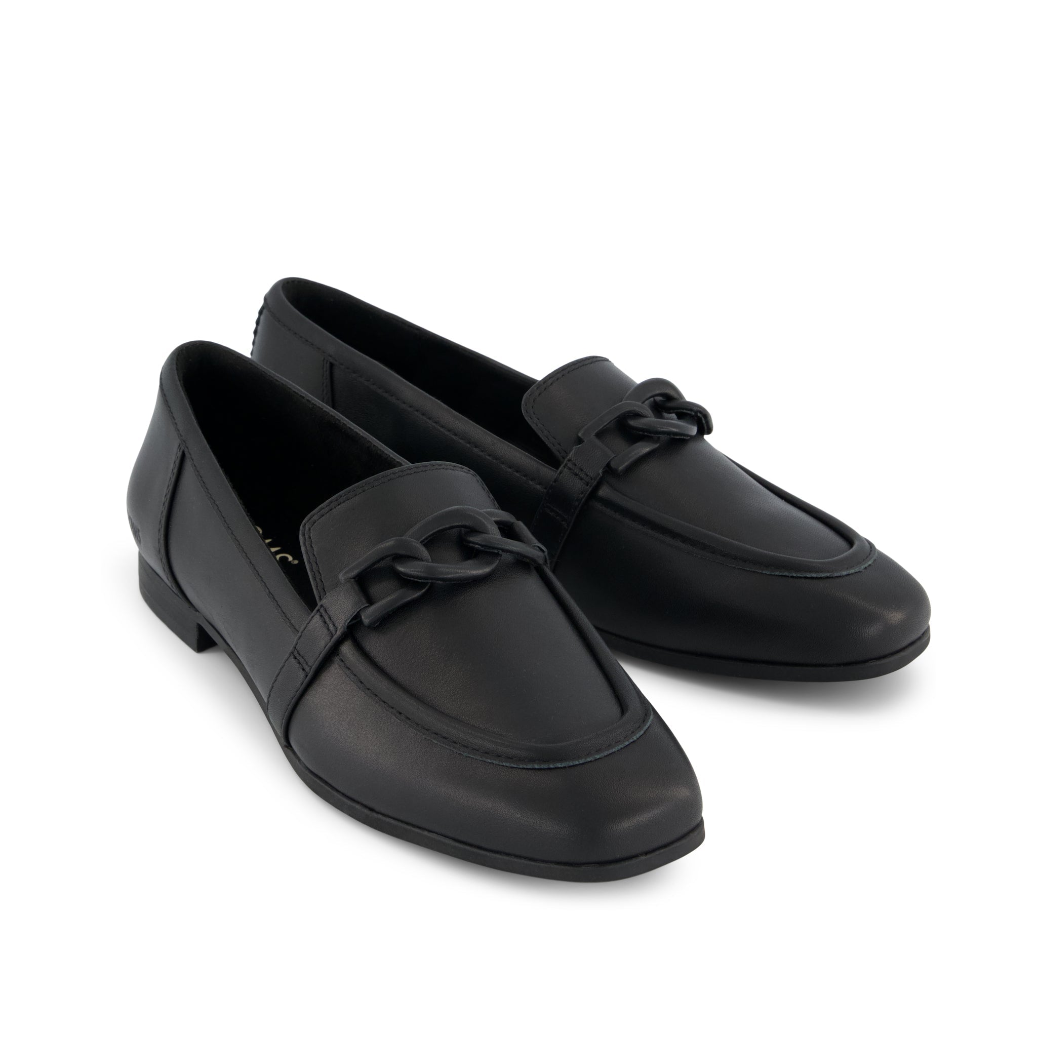 Lynette Loafer All Black Leather with Chain