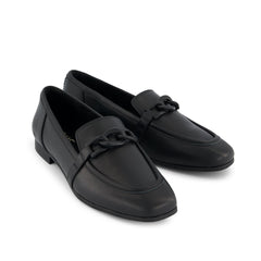 Lynette Loafer All Black Leather with Chain