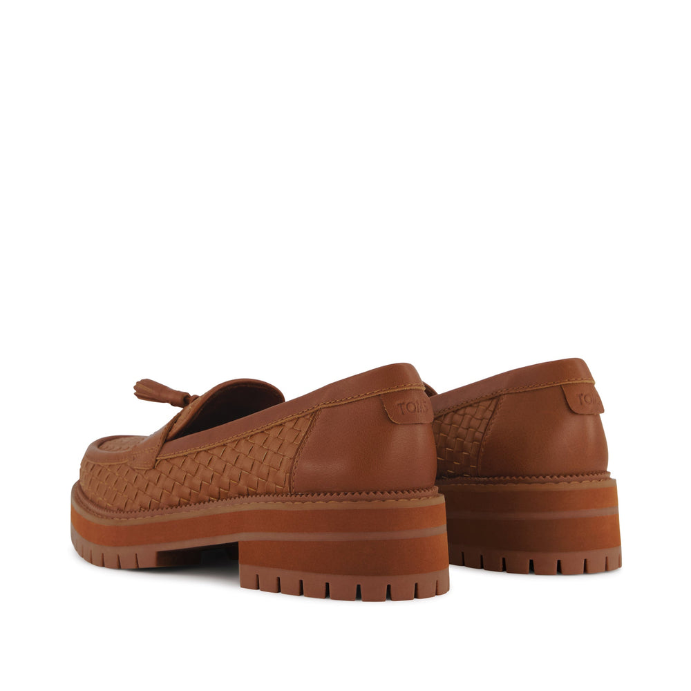 Cara Loafer Amber Brown Basketweave Leather