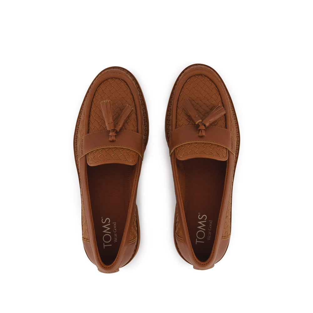 Cara Loafer Amber Brown Basketweave Leather