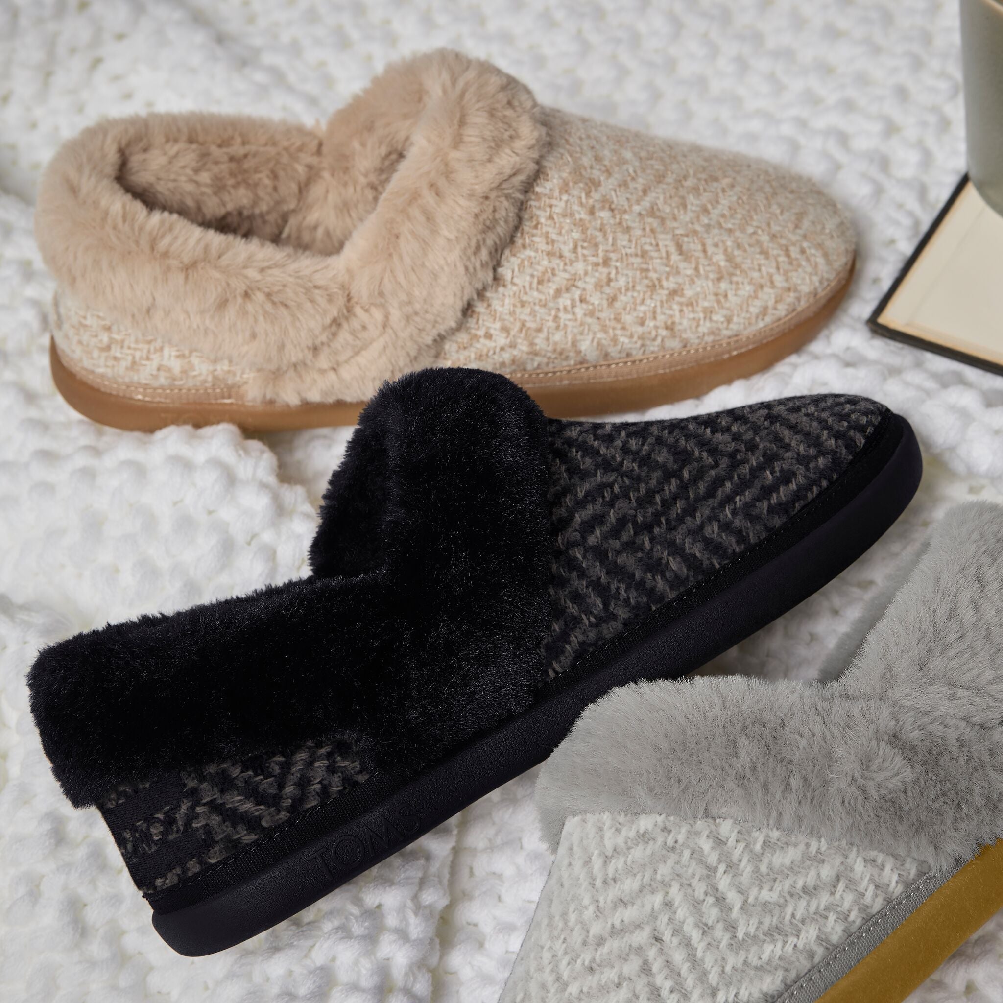 Oslo Convertible Slipper Black Herringbone