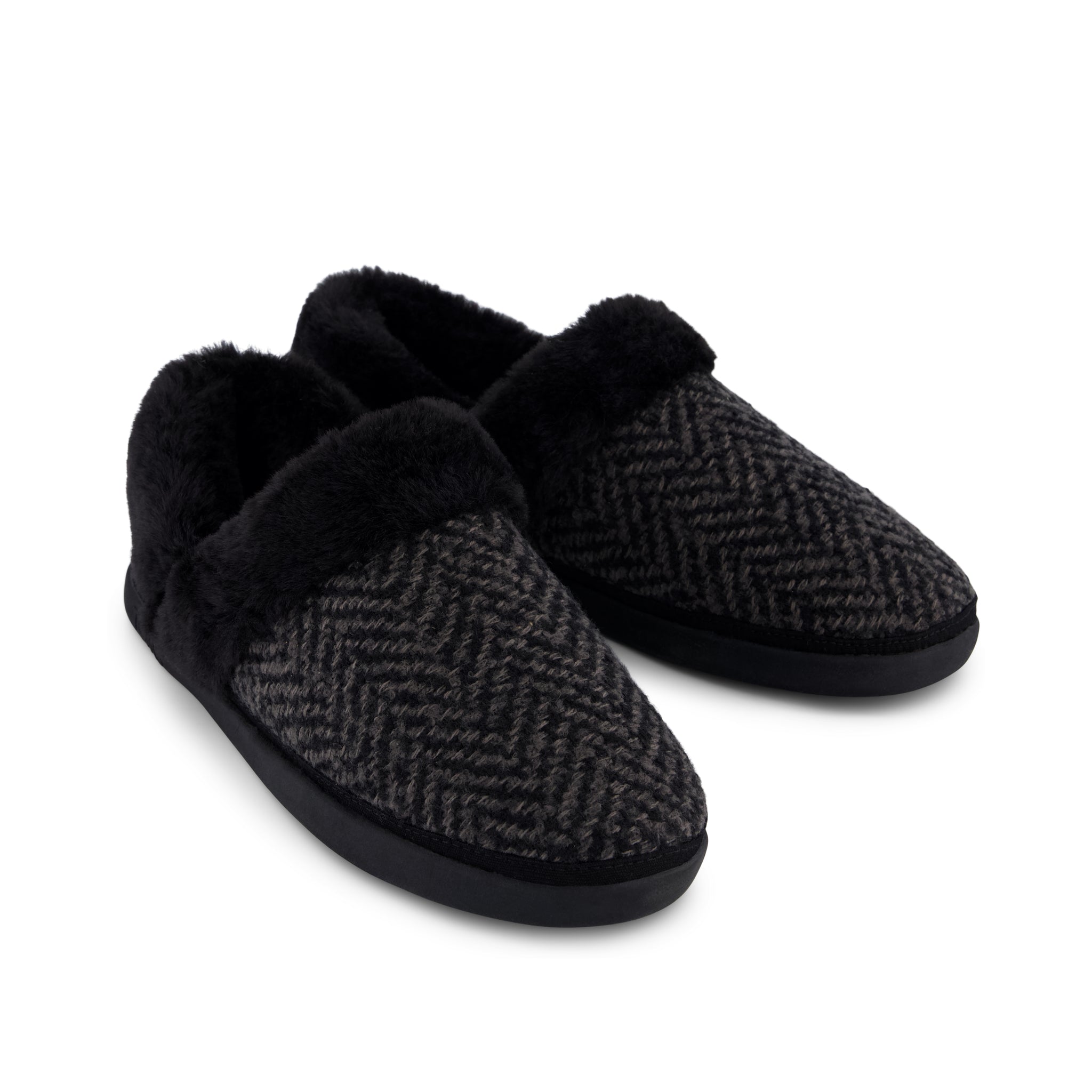 Oslo Convertible Slipper Black Herringbone