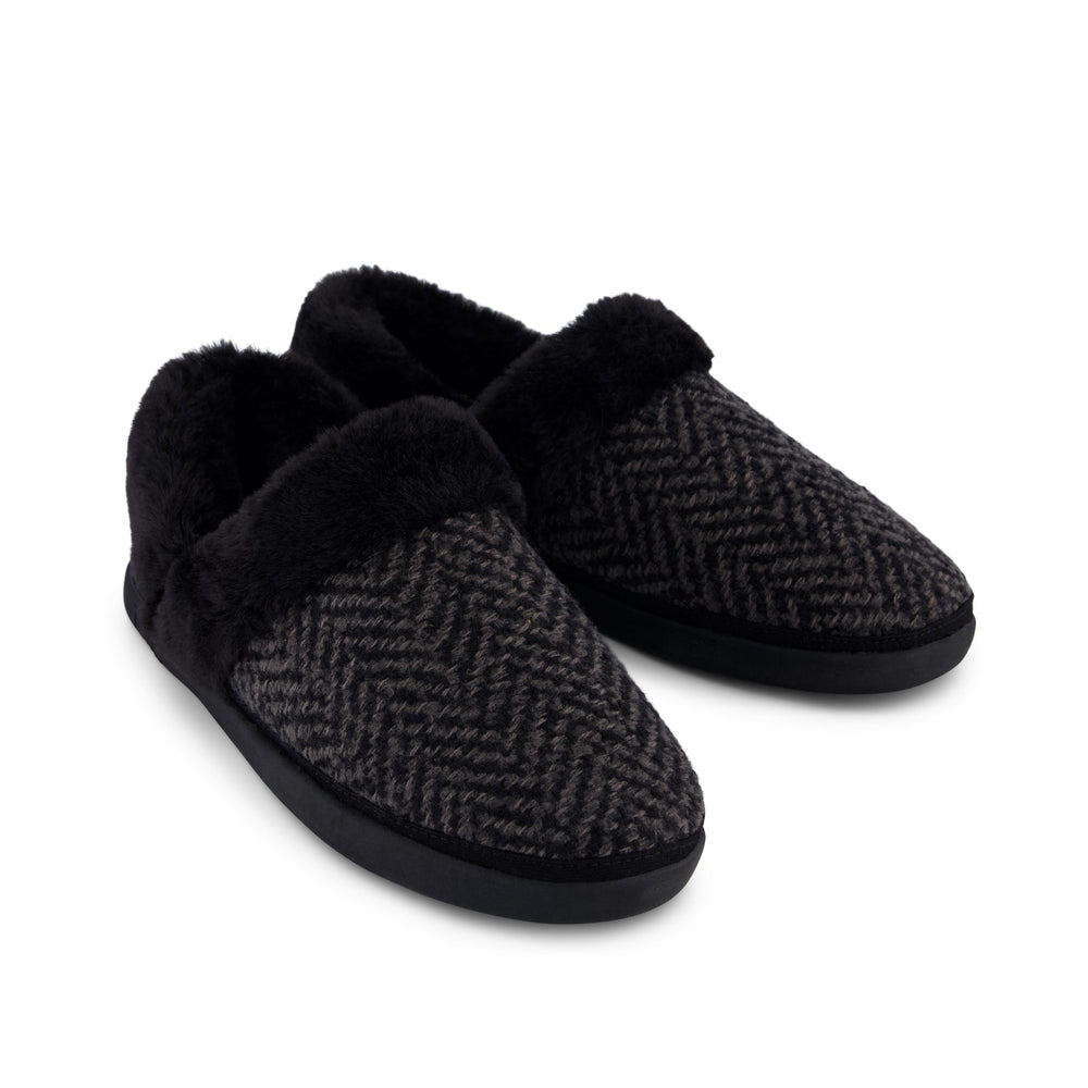Oslo Convertible Slipper Black Herringbone