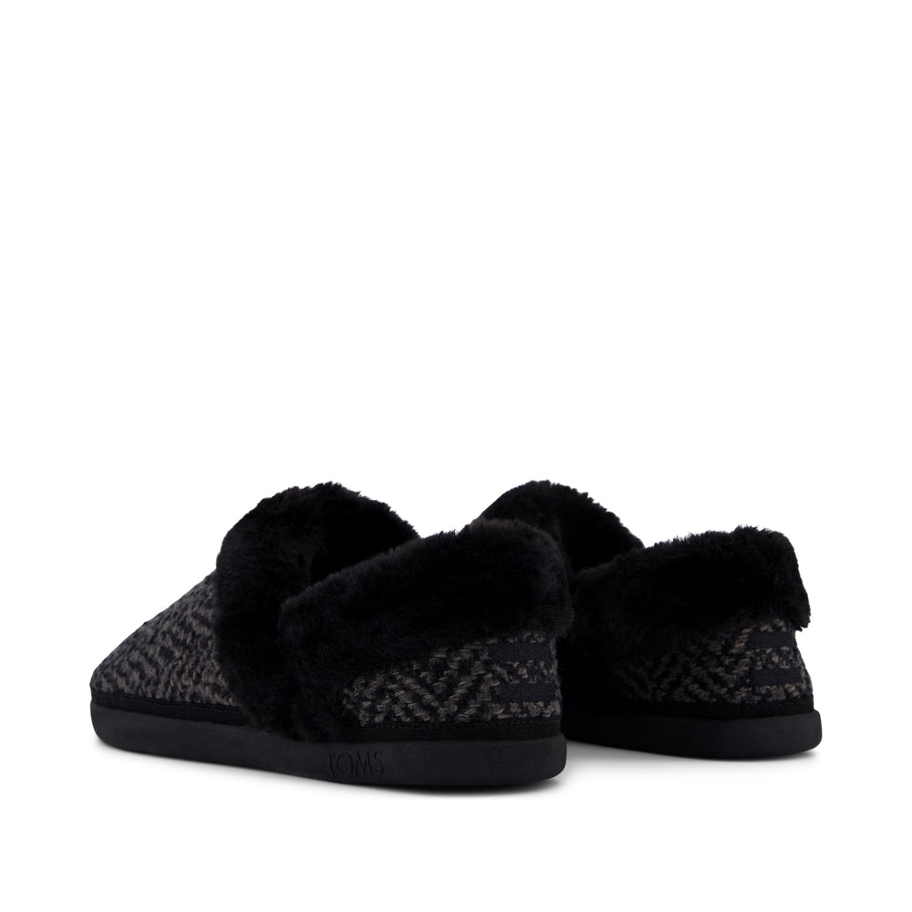 Oslo Convertible Slipper Black Herringbone