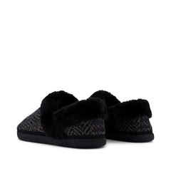 Oslo Convertible Slipper Black Herringbone