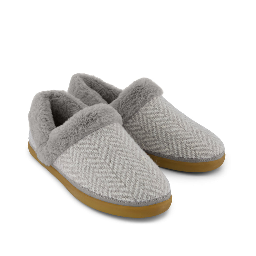 Oslo Convertible Slipper Drizzle Grey Herringbone